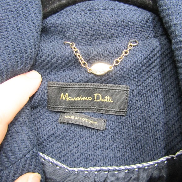 Massimo Dutti Women's Small Blazer Jacket Blue Long Collar Snap Closure Oversize - Picture 7 of 12